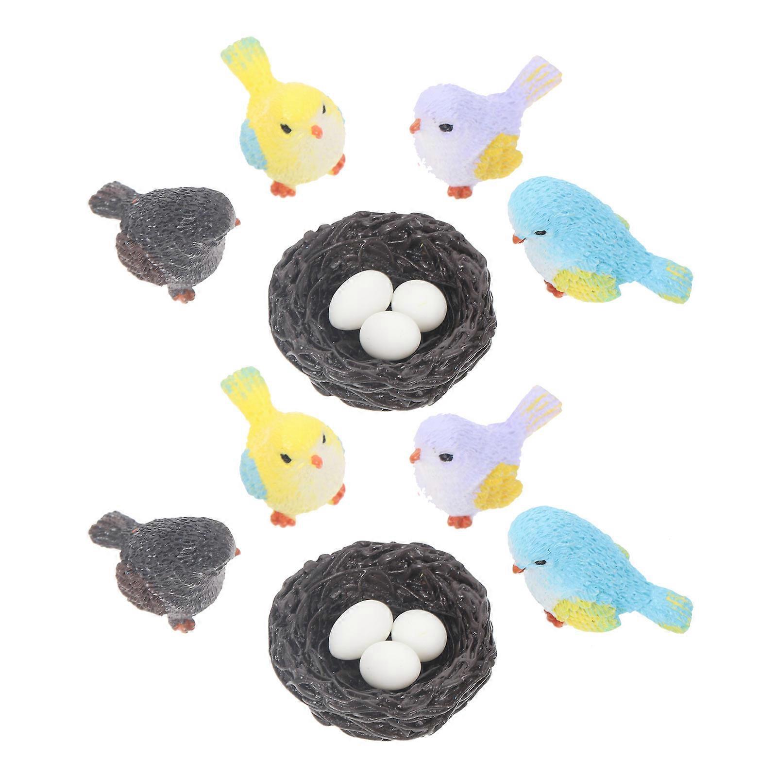 2 Set of Bird Figures Lovely Microlandscape Bird Figurines Miniature Bird Decoration