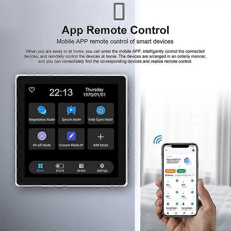 Tuya スマートホームマルチ Zigbee スマートホームコントロールパネル 4 インチスイッチタッチスクリーンコントロール Zigbee ゲートウェイ付き - EU プラグ