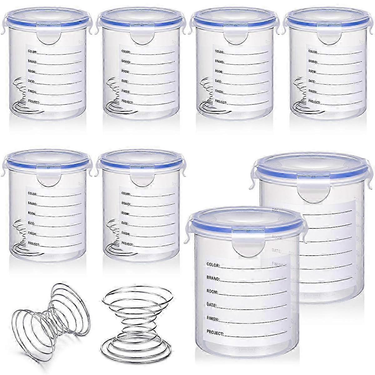 8 Sets Paint Container With Stainless Steel Mixing Ball Touch Up Paint Cups With Lids Paint Storage Containers (800 Ml)
