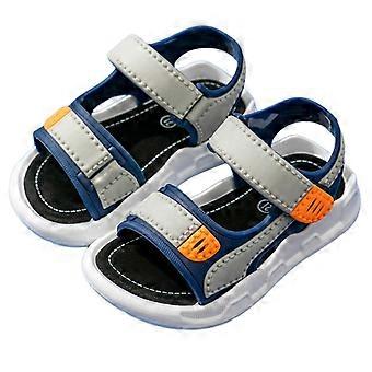 Blue 19cm Boy Sandal Slip Prevention Soft Beach Opened Toe Hook Loop Children Flat Sandal for Kids