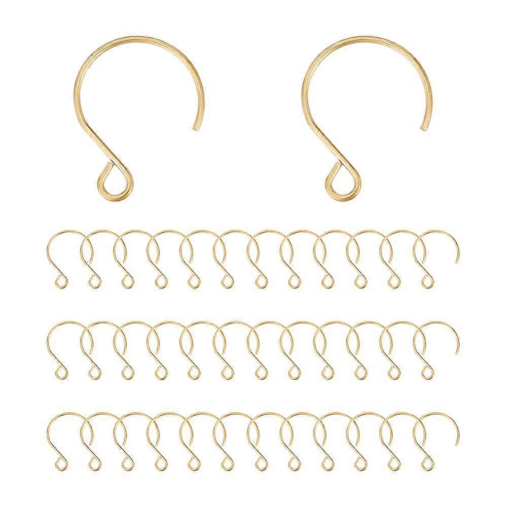 Ion Plating(IP) 304 Stainless Steel Earring Hooks Ear Wire with Horizontal Loop Real 18K Gold Plated 19x15mm Hole: 2.5mm Pin: 0.8mm 50pcs/box