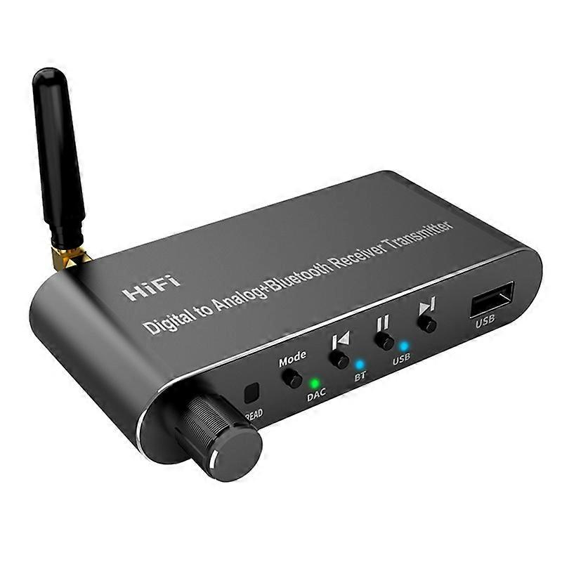 Bluetooth 5.1 Receiver mitter Audio Converter U-Disk Play Coxial/Optical to 3.5MM AUX R/L Converter for TV MP3