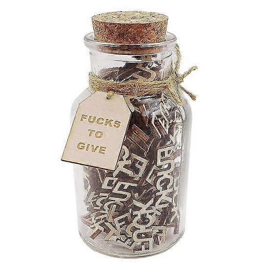 Tricky Gift Jar of Fucks Ornament Funny Wooden Cutout Letter Piece Bad Mood Vent Toy Ornament for Holiday