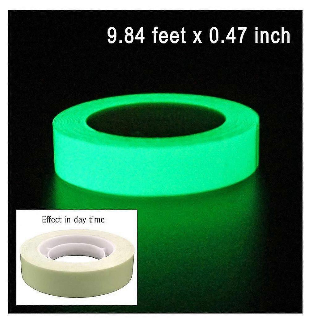 Luminous Tape Stier,9.84' Length X 0.47" Width (1.2cm3m) High Luminance Glow Removable Waterproof Photoluminescent Glow In The Dark Safety Tape (siz