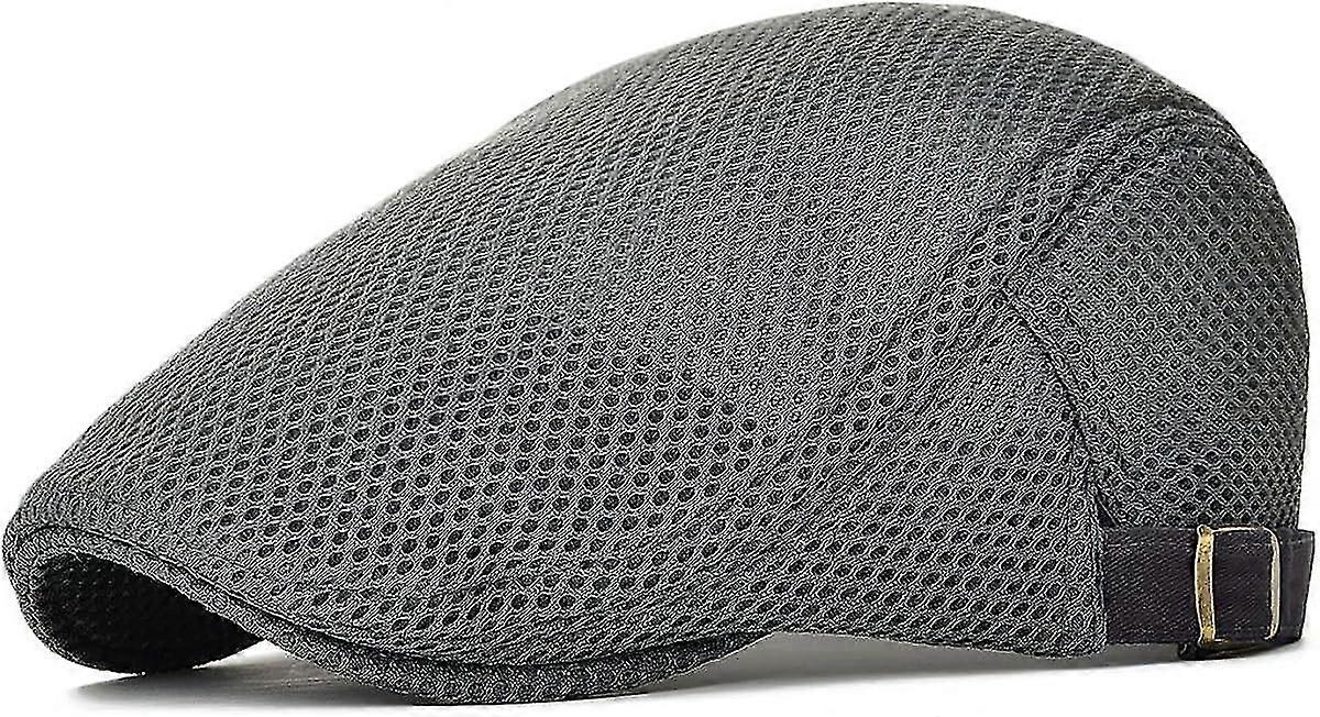 Men Breathable Mesh Summer Hat Adjustable Newsboy Beret Ivy Cap Flat Cap