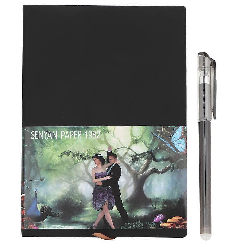 Originality Erasable Notebook Reusable Leather Notebook Notepad Waterproof Paper(Black)