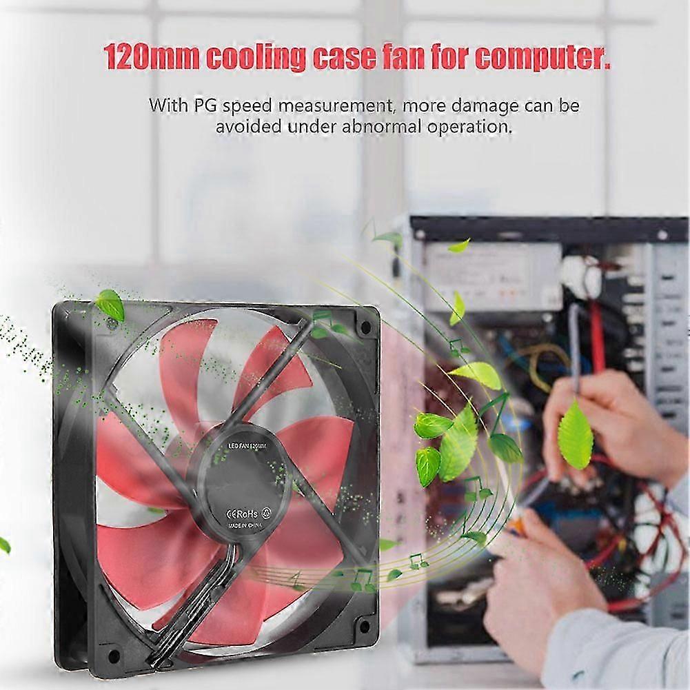120mm Pc Computer Case 12v Dc Cooling Fan Large 4pin Small 3pin Interface Cooling Fan (red)