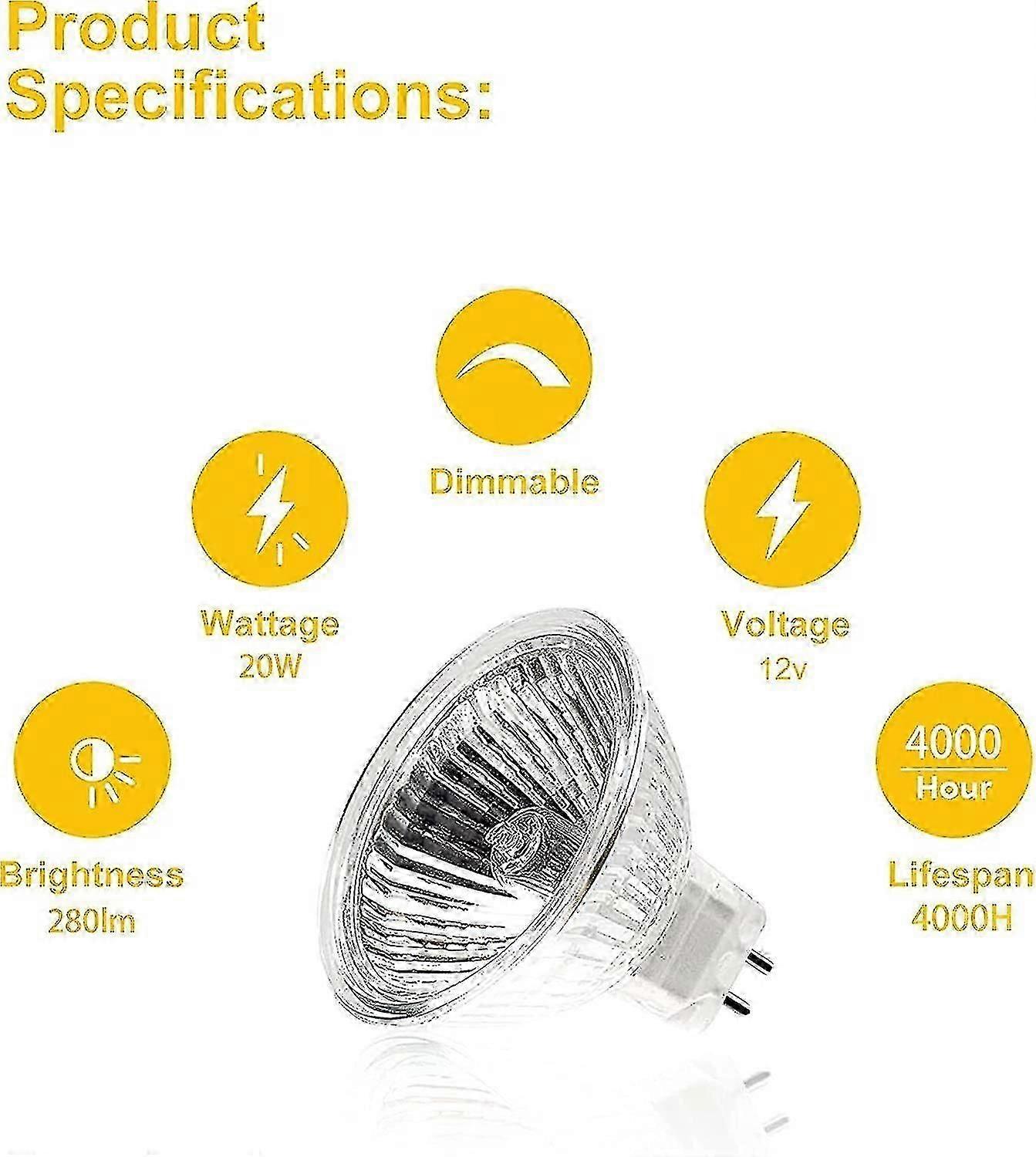 suitable for (6 Pack) 12V 50W Gu5.3 Spotlight Bulb Dimmable for Ceiling Light