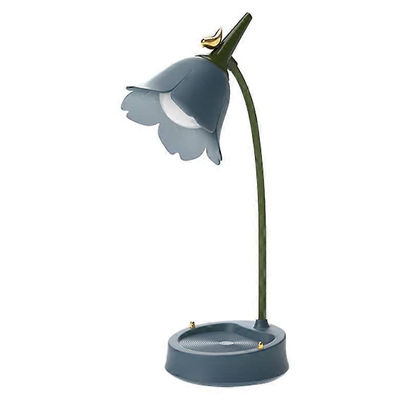 Flower LED Table Lamp Wireless Adjustable Gooseeck Dimmabable Touch Rechargeable (Blue)
