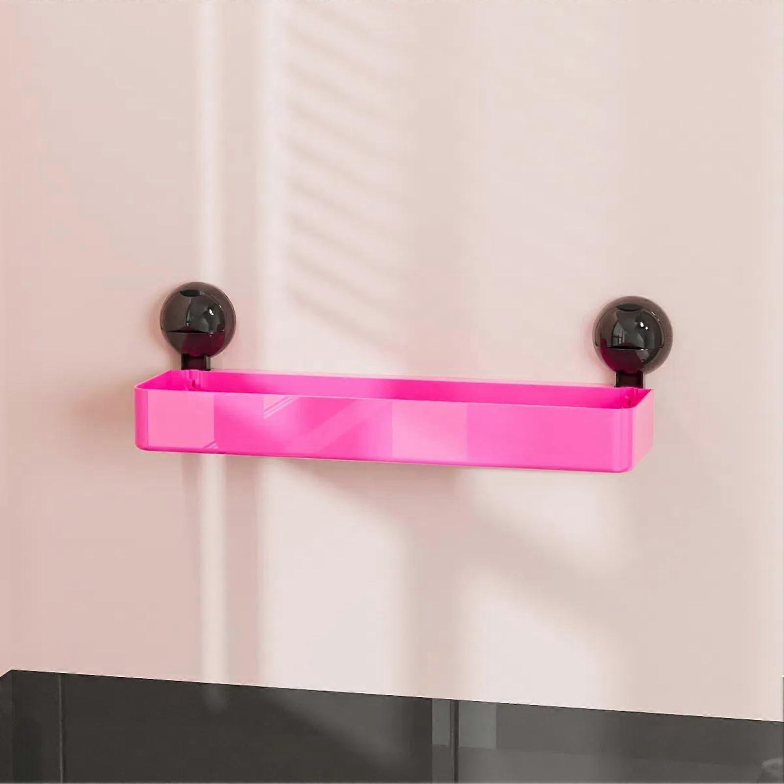 Pink Rectangle Suction Cup Shower Shelf, No Rust, Easy to Reuse