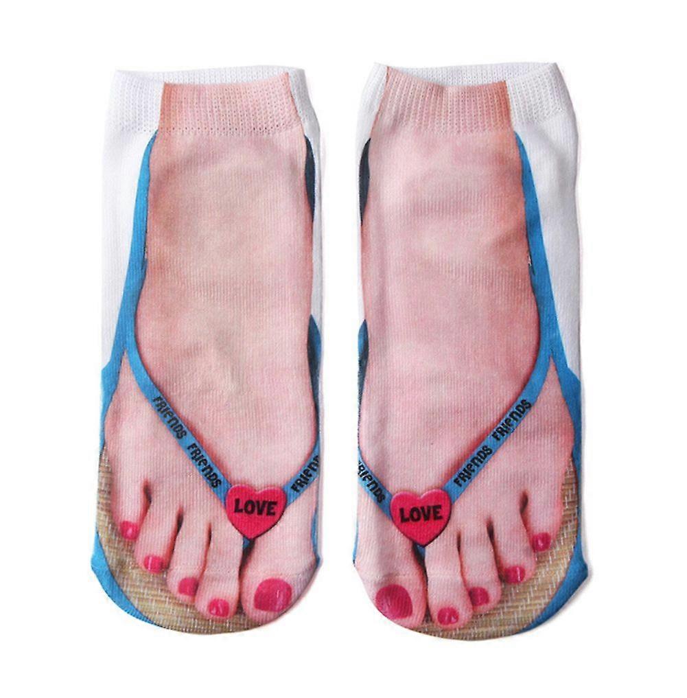 Manicure Print Socks Flip Flop Print Socks 3D Pattern Food Socks Funny Hidden