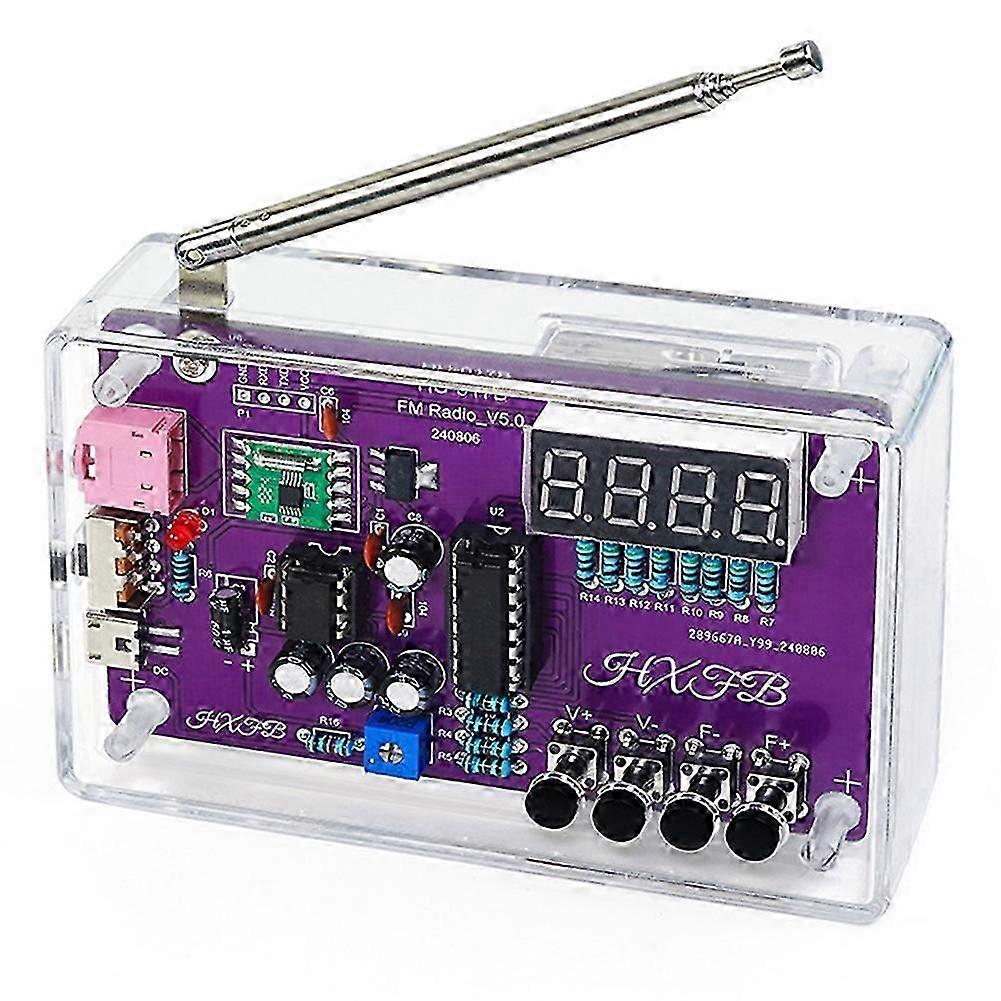New -017B DIY FM Radio Electronic Kit Adjustable Frequency 87-108MHz Digital Display DIY Soldering Project Practice
