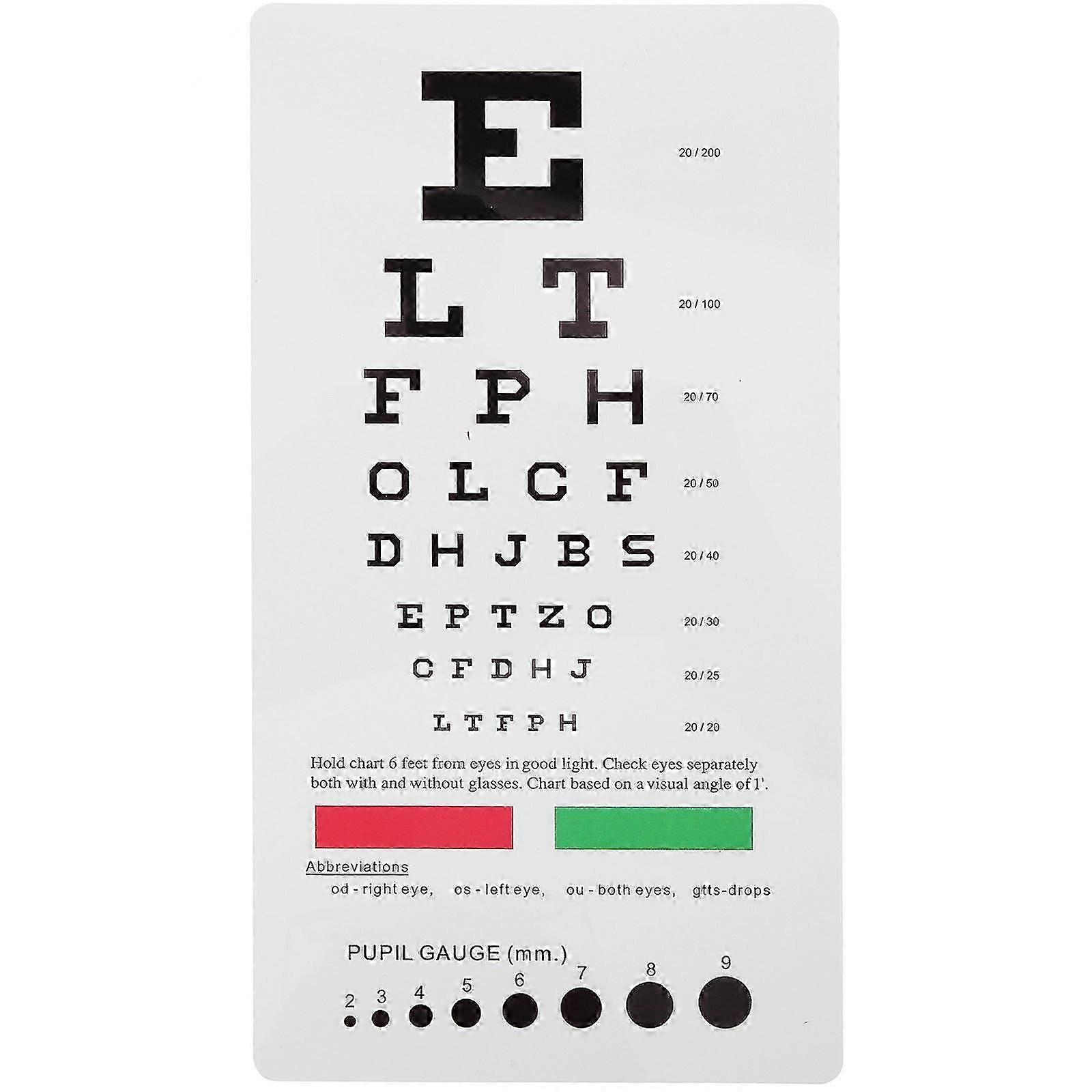 Double-Sided Portable Eye Chart for Vision Testing, Wall-Mounted Plastic