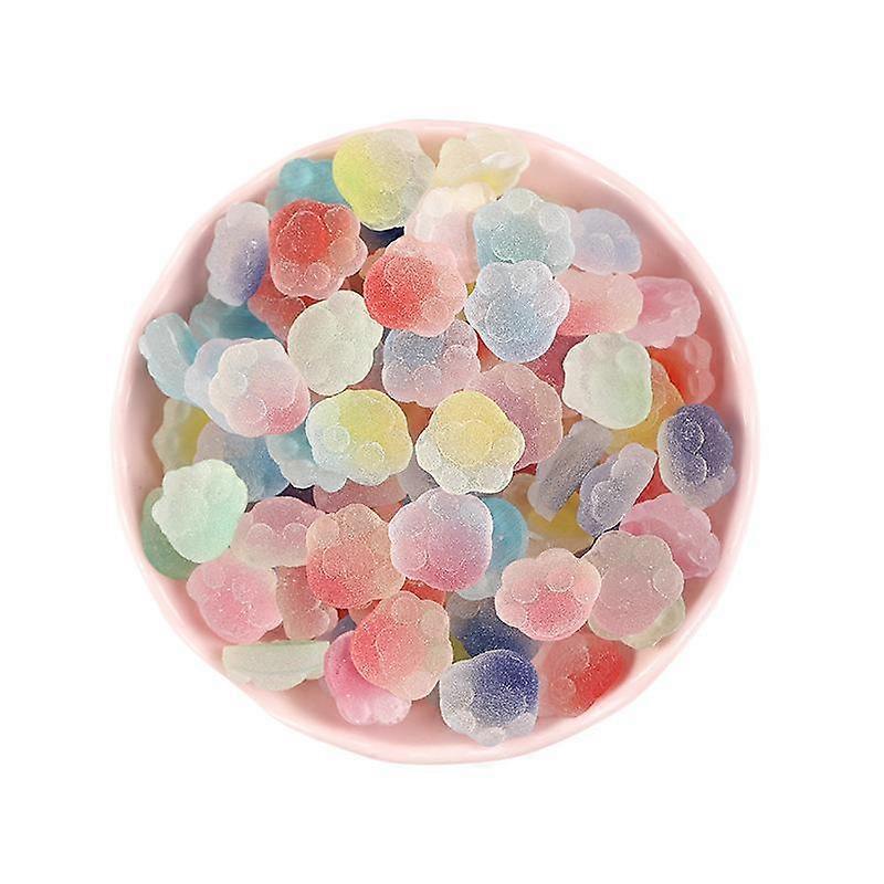 10Pcs Non-porous Cartoon Gradient Cat Paw Loose Beads Patch DIY Cream Glue Phone Case Patch Material