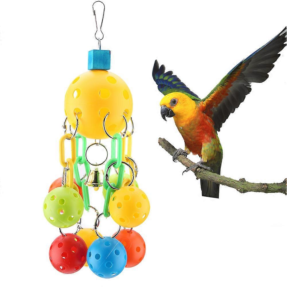 Parrot Pet Bird Chewing Swing Plastic Bite Balls Cage Hanging Toy Accessory