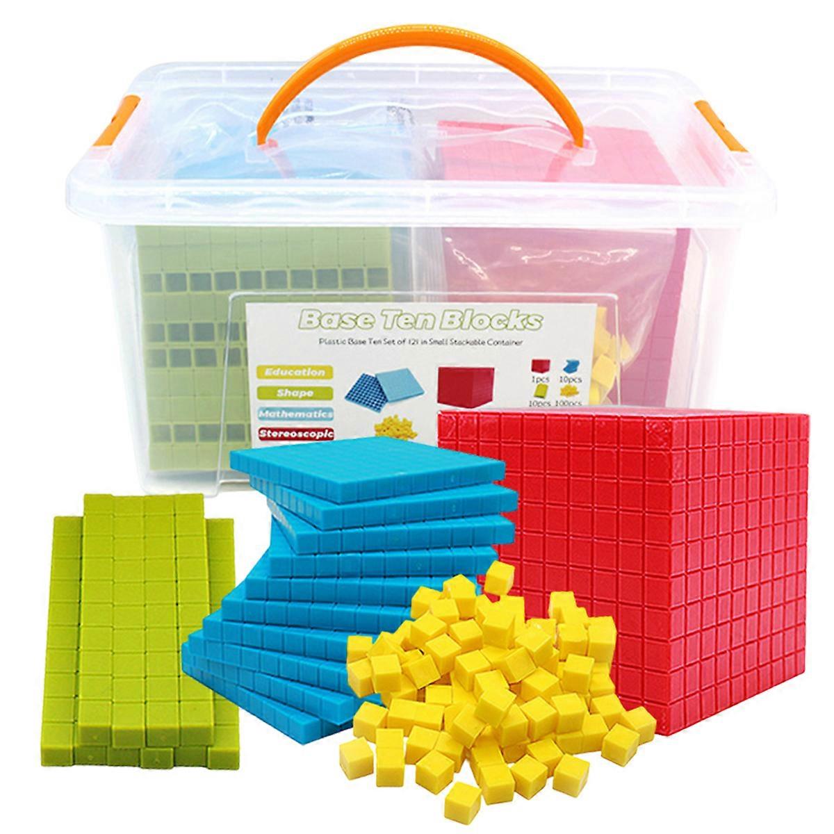 Colorful Base Ten Blocks for Math Education, Plastic Math Cubes Assisting in Double Digits Learning, Easy-to-Use Teaching Aids for Kindergarten to