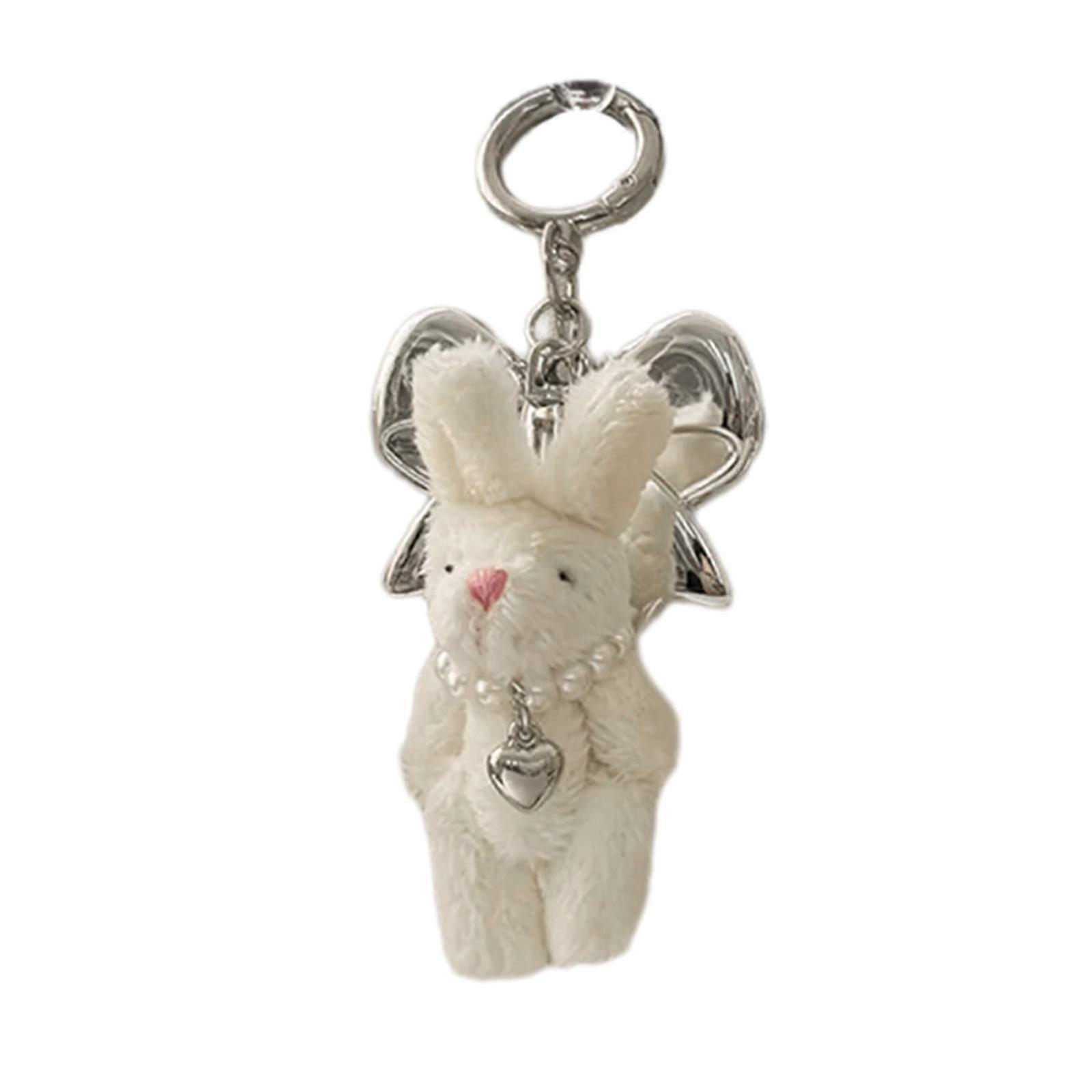 أنيقة أفخم الدب سلسلة المفاتيح سحر Keyring لينة فروي قلادة لحقائب الظهر والحقائب أزياء التبعي الديكور أبيض