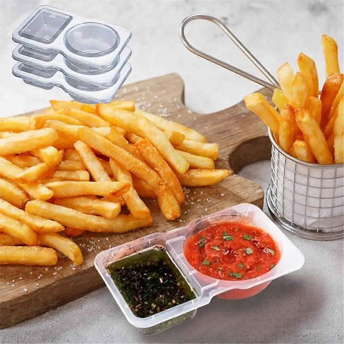 Double Compartment Condiment Container Reusable Sauce Containers