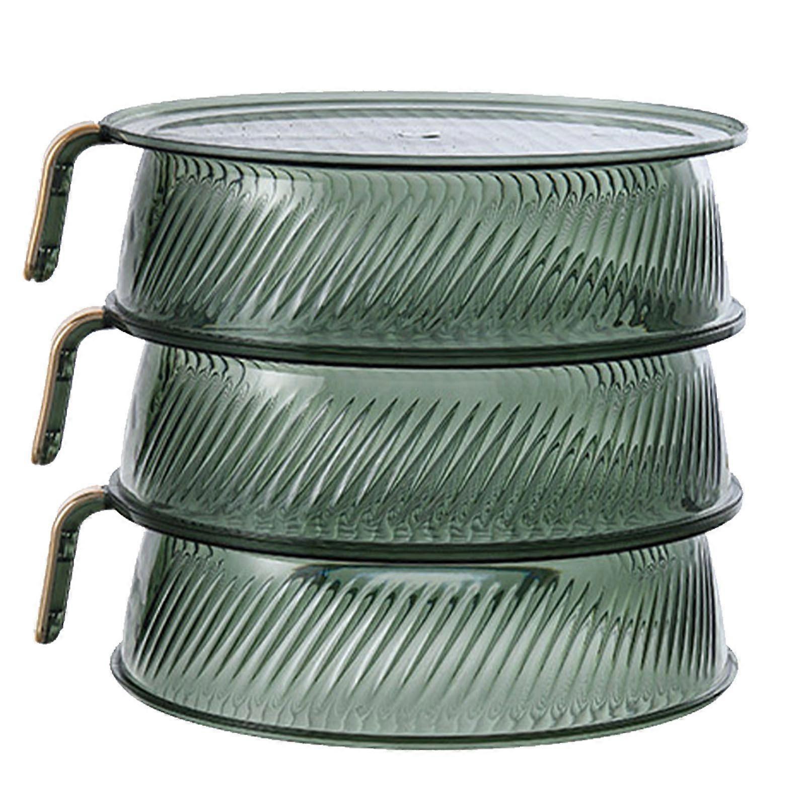 Transparent Green Insulated Food Cover Stackable Multilayer Dustproof Thermal Vegetable Storage Cover ,3 Layer