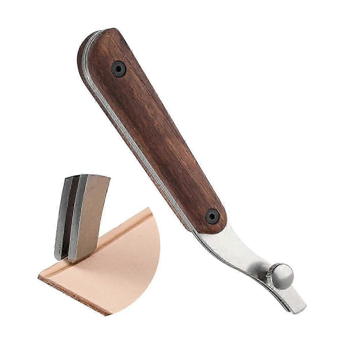 Adjustable Edge Creaser for Leather Crafting and Working Tools, Stainless Steel with Black Walnut H