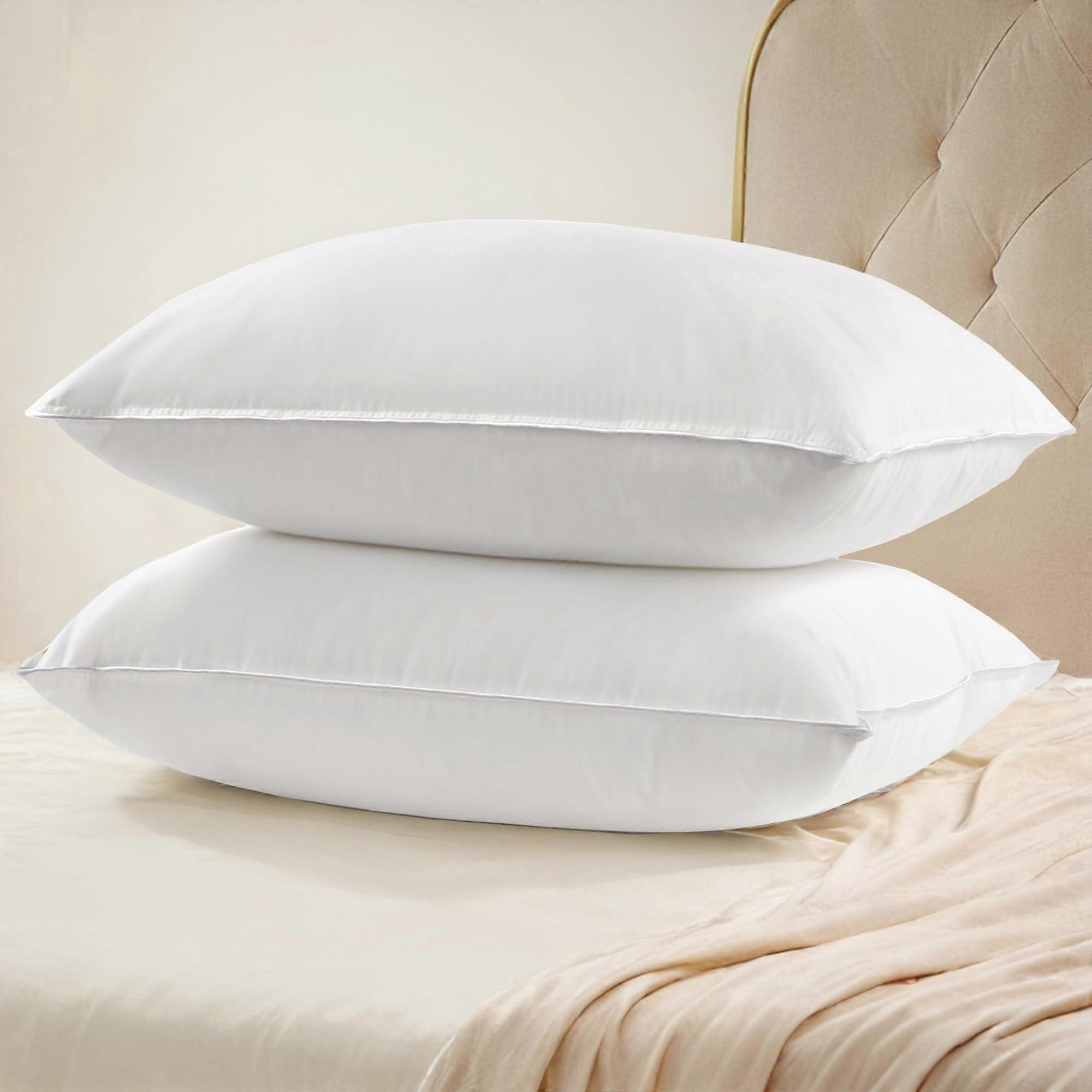 2 Ultra Soft Luxury Bed Pillows for Back Sleepers, Standard Size, Hypoallergenic, Adjustable Loft, Machine Washable