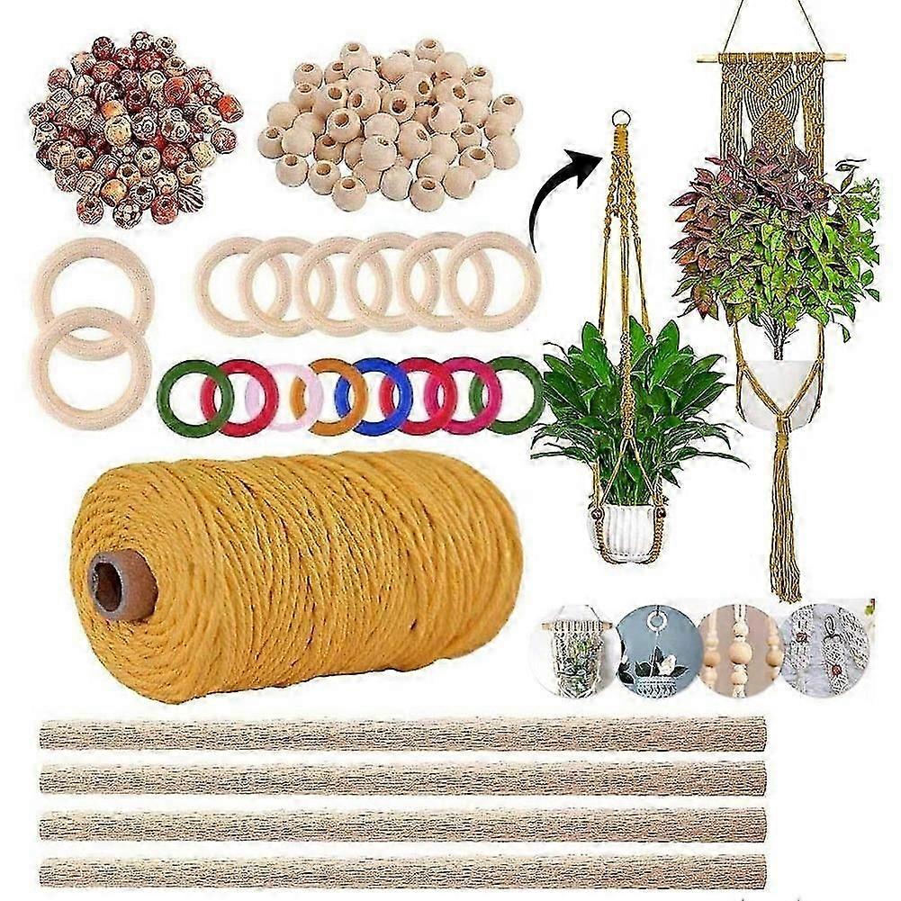 Macrame Plant Hanger Kits for Beginners with 3mm Cord & Craft Materials