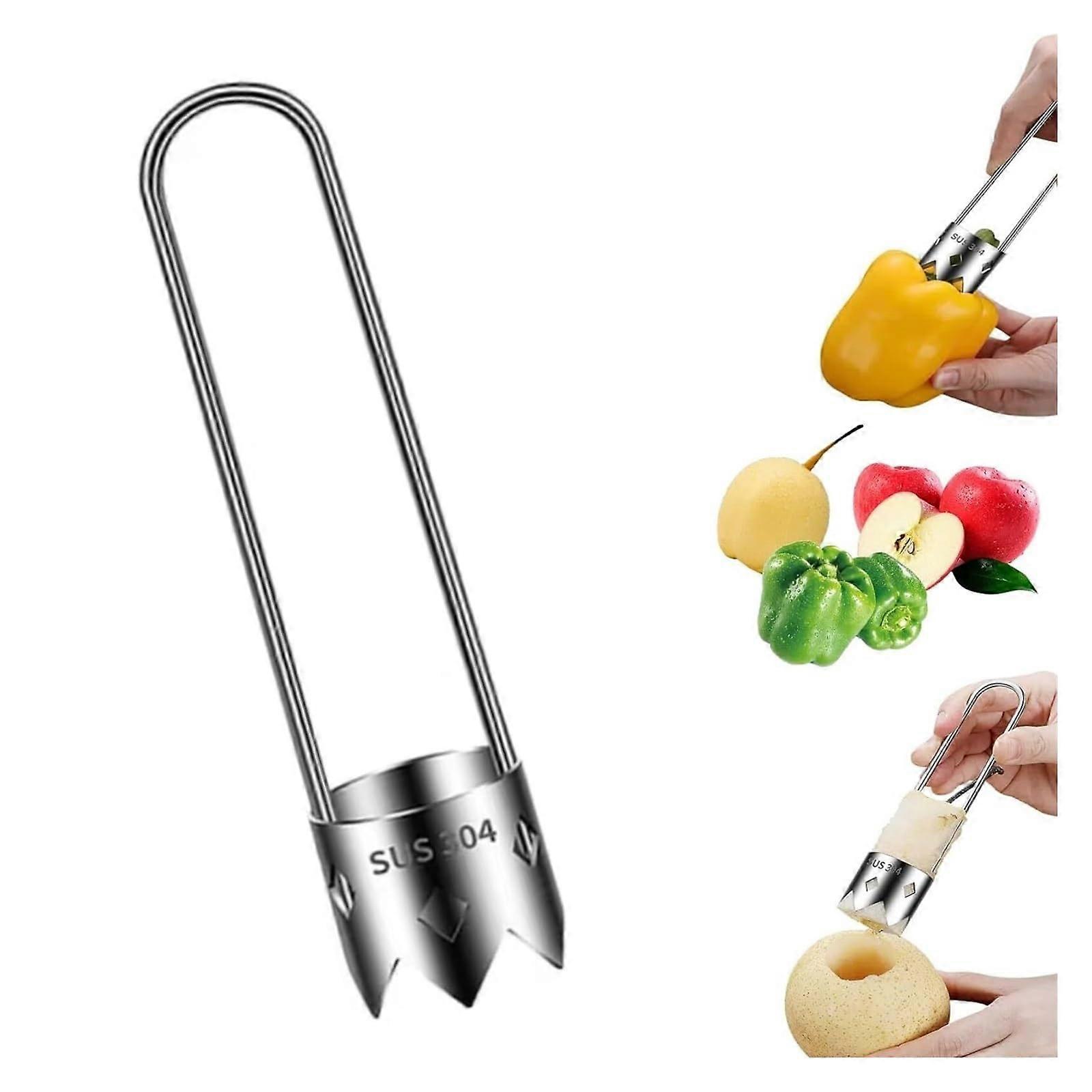 Stainless Steel Bell Pepper Corer Tool Set 3 Pack, Ergonomic Seed Remover for Apples, Pears, and Vegetables
