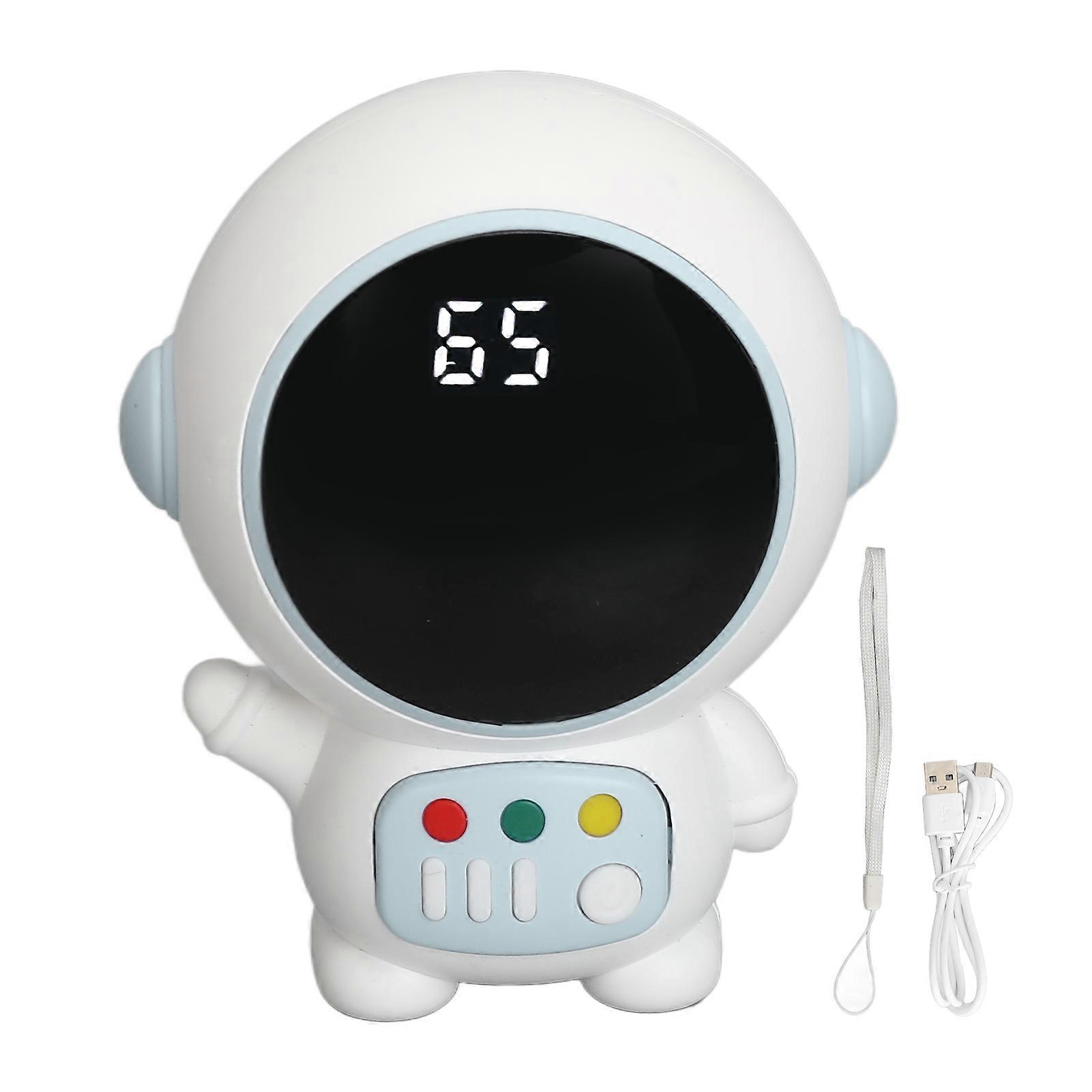 Astronaut Shaped Portable Hand Warmer, Digital Display, USB Rechargeable, 2 Speeds, Temperature Mode, Light Blue