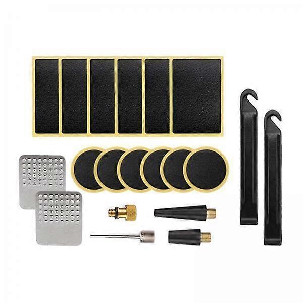 Bicycle Tire Repair Kit 22pcs with Rubber Patches and Metal Rasp for Folding Bikes - Durable and Lightweight