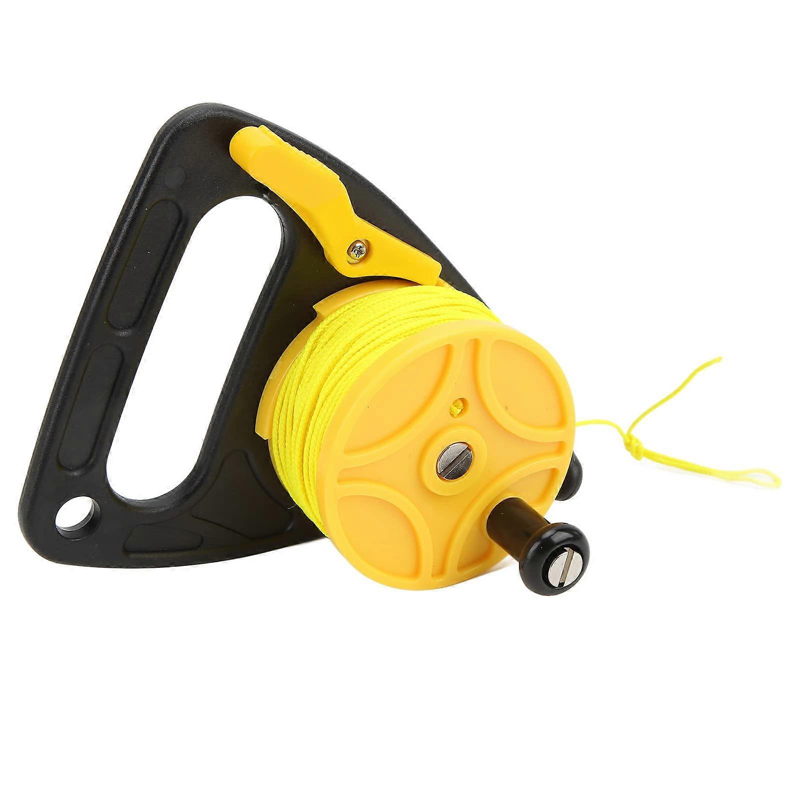 Portable Diving Handle Reel 46M Traction Rope for Scuba Deep Diving, Cave Diving, SMB Buoy, No Buckle Design