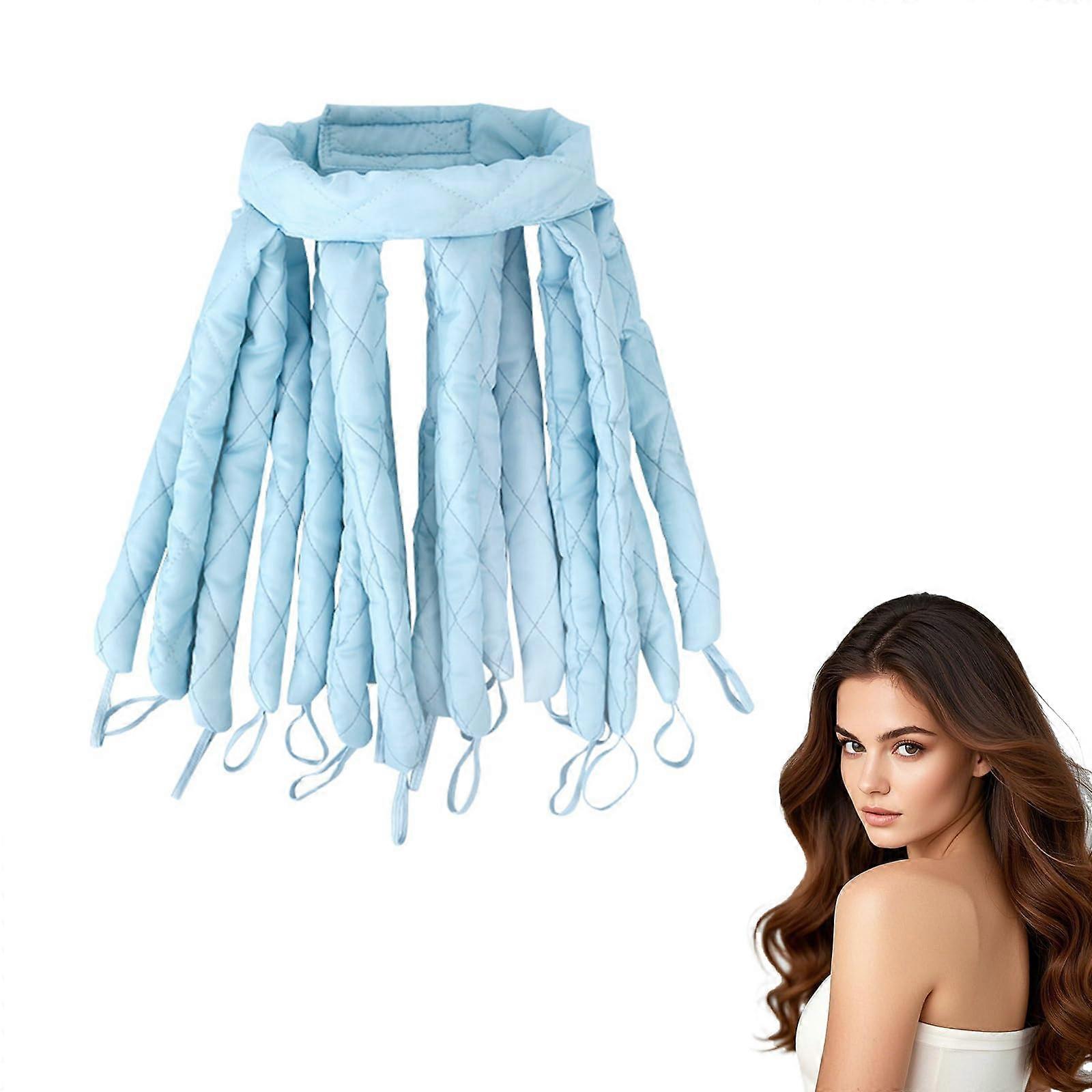 Heatless Curls Overnight, Overnight Blowout Rods, Upgraded Eight Claw Design Heatless Curler with Removable (long hair blue)