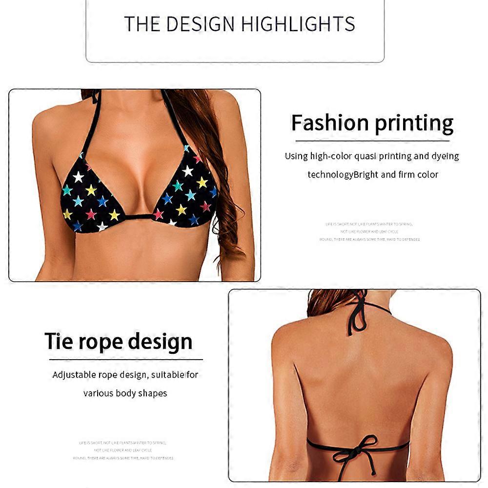 2-Piece Swimsuit Halter String Triangle Bikini Set Cheeky Thong Bathing Suit