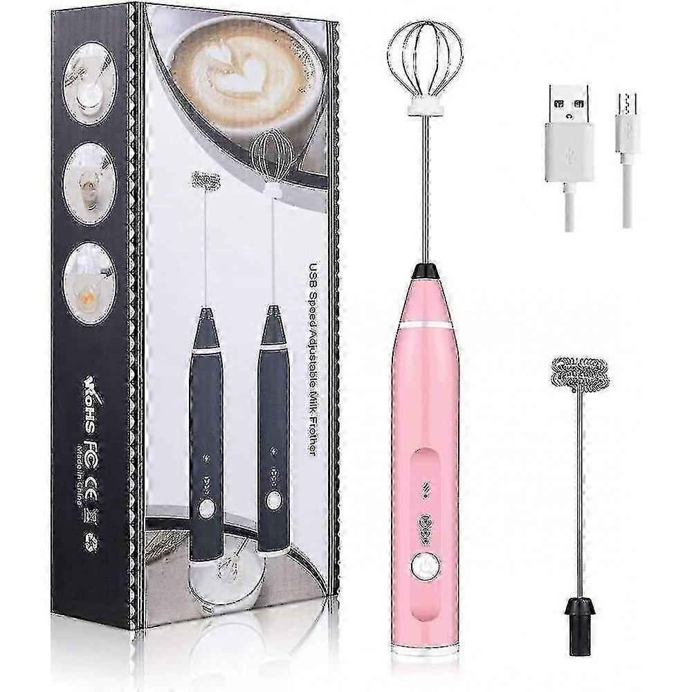 Electric Milk Frother Handheld Foam Maker Usb Egg Beater Rechargeable Drink Mixer With 3 Speeds