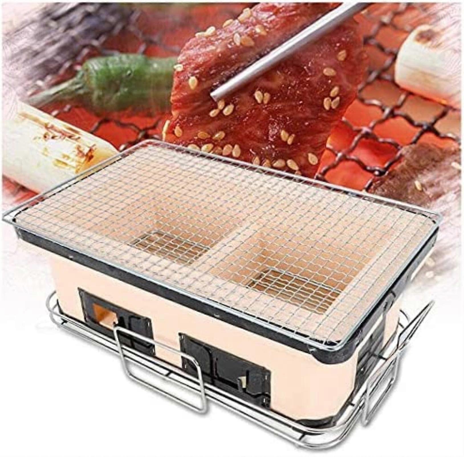 Table Top Japanese Yakiniku Yakitori Charcoal Grill Earthware Traditional Cooker With Wire Mesh For Backyard Cooking