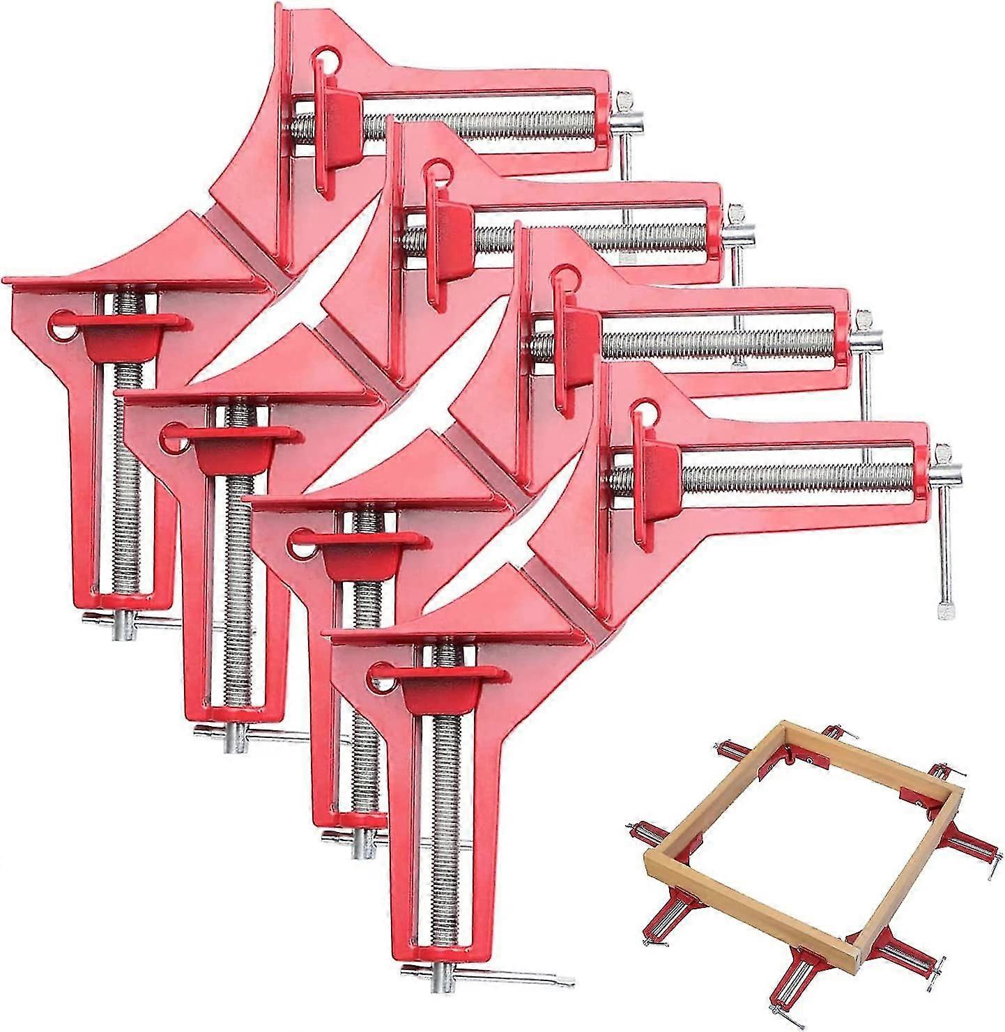 4 Pieces 90 Degree Right Angle Clamp, Right Angle Clamp Adjustable Woodworking Angle Vise Set For Multi Picture Frame Wedge Woodworking Welding