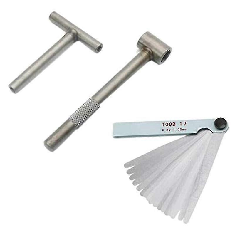 3 Pcs Motorcycle Engine Valve Screw Adjusting Spanner Tool + Feeler Gauge