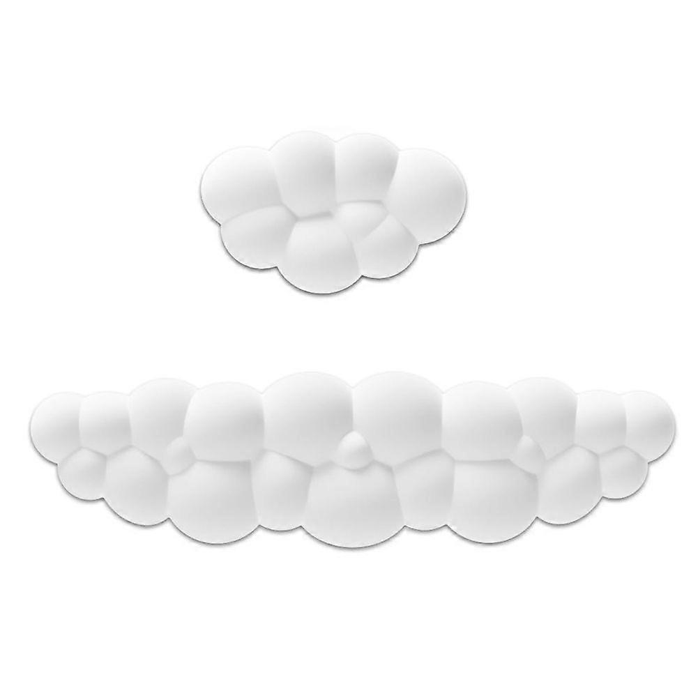 Cloud Wrist Rest Pad Kit Keyboard Wrist Rest Mouse Wrist Rest Memory Foam Palm Rest for Keyboard Mouse Non-Slip White