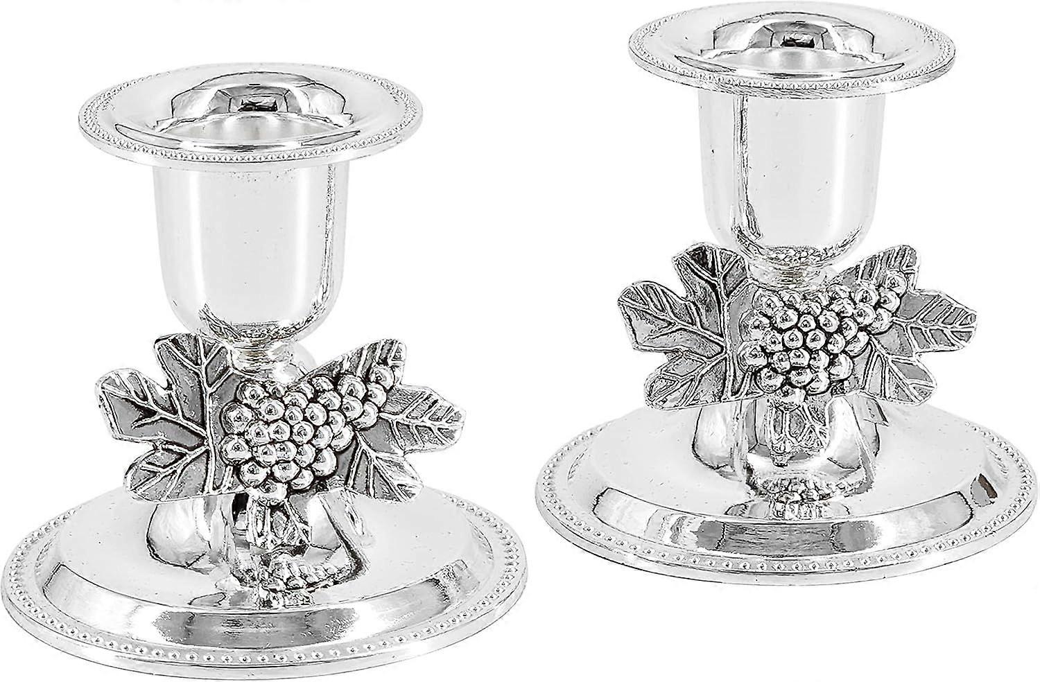 2 Candlesticks Set   Shabbat Candlesticks Candle Holders Silver Plated
