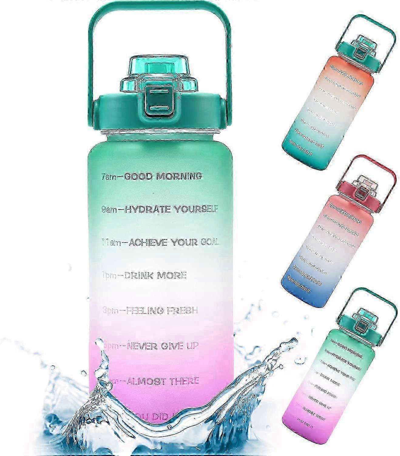 Half Gallon Water Bottle With Time Markings & Straw