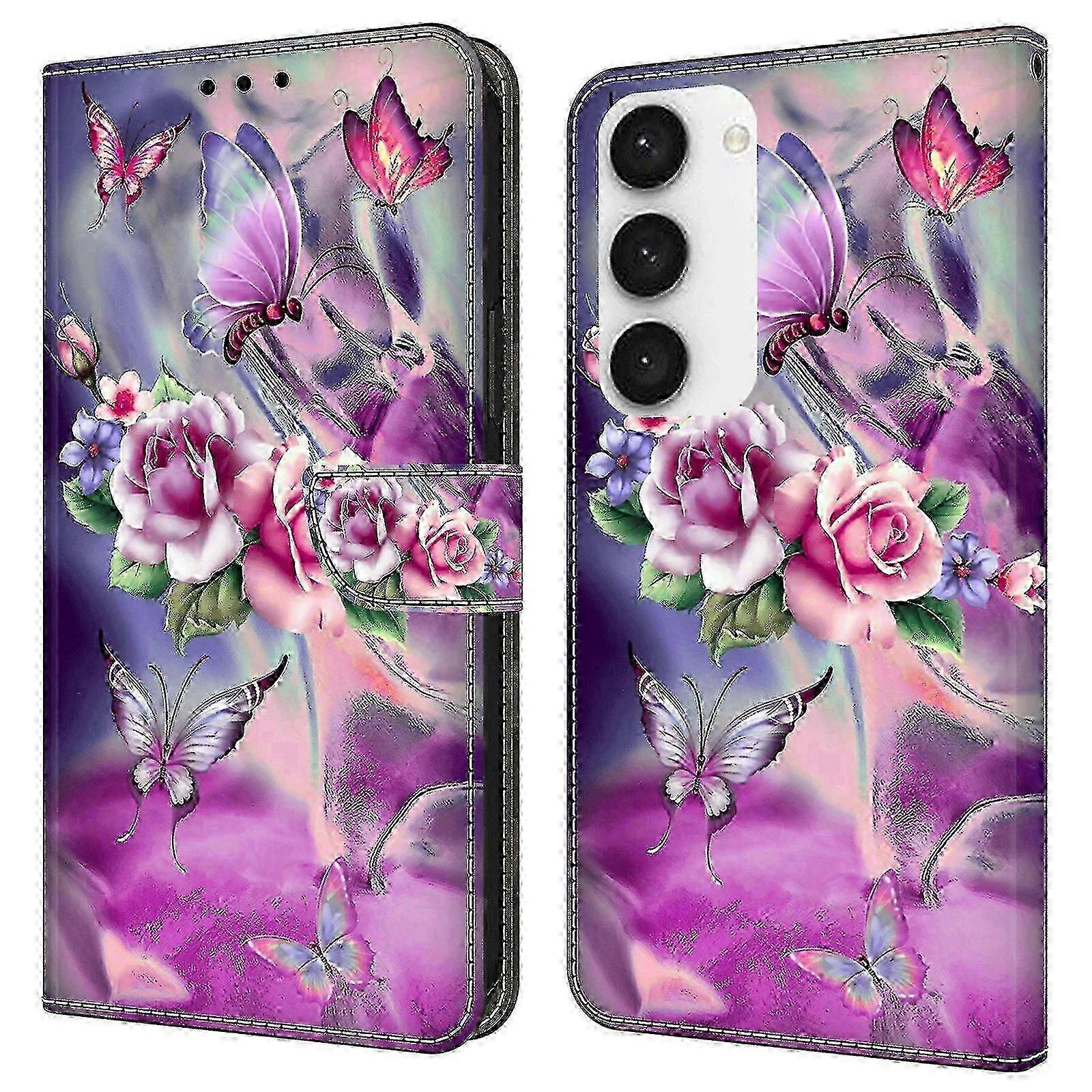 Galaxy S23 Wallet-Friendly 3D Patterned Phone Case with Stand Cover