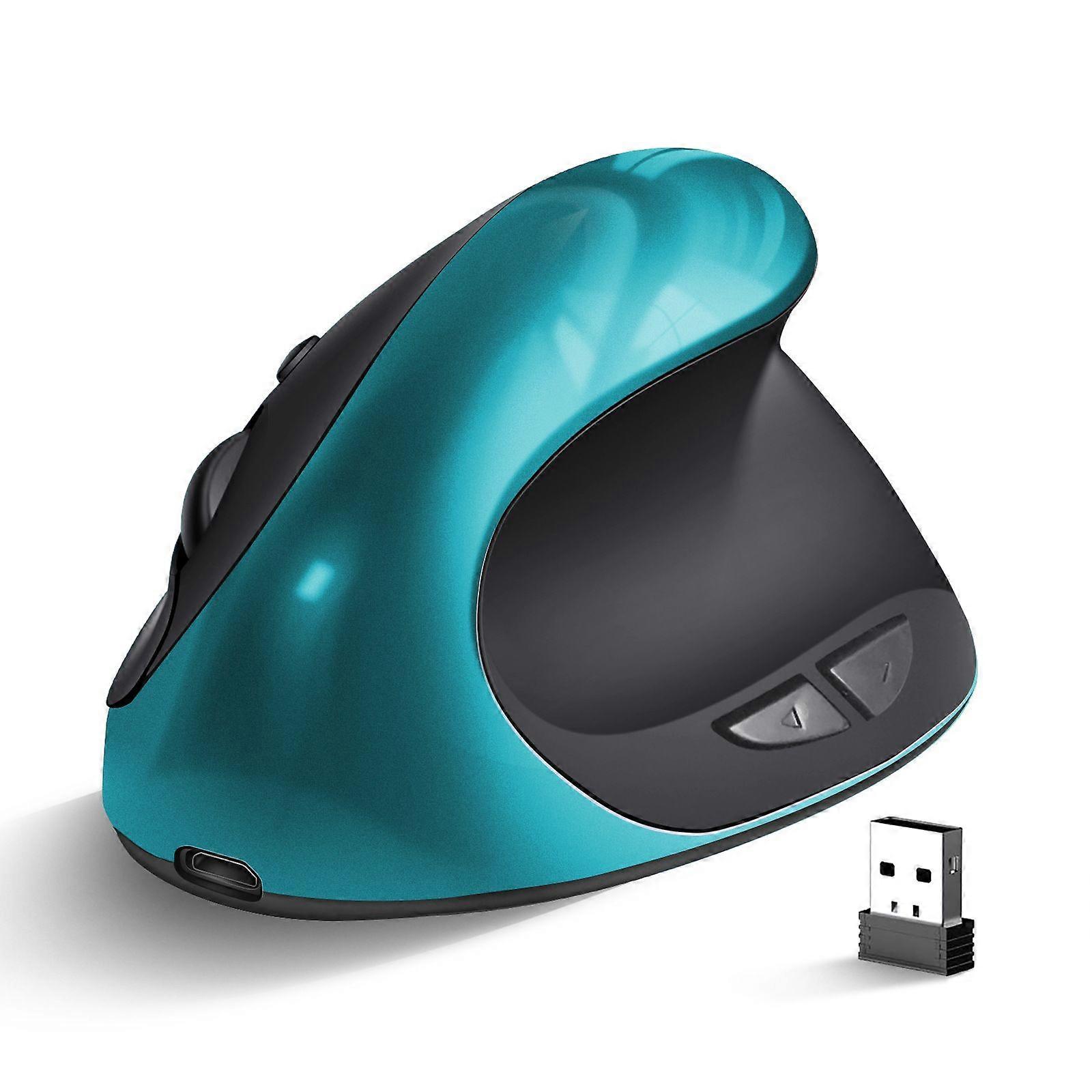 Ergonomic, Rechargeable, 6-Button Mouse, Adjustable 800/1200/1600 DPI, for Laptop, Desktop, PC, Macbook - Blue
