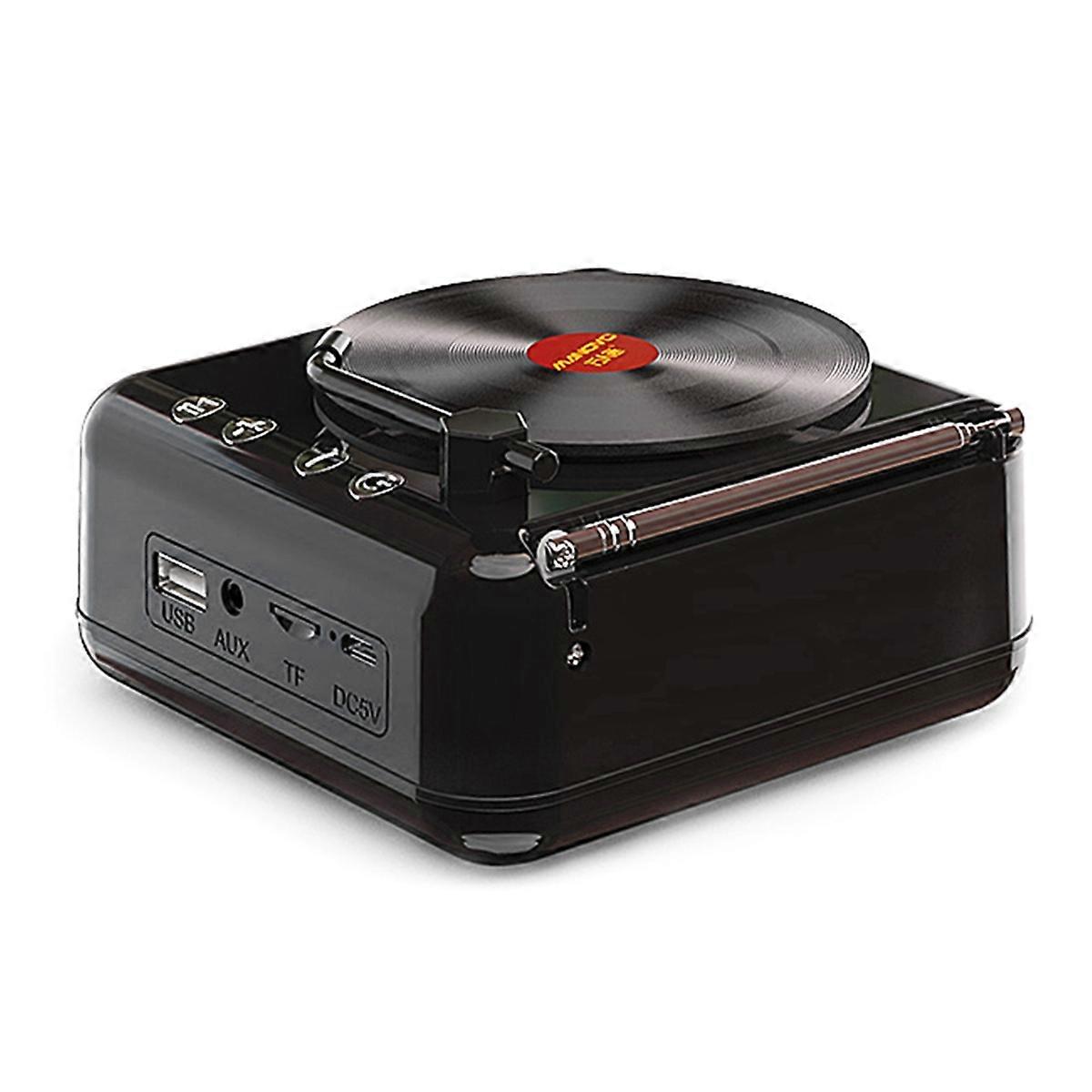 MANOVO Vinyl Record Player Speaker USB Bluetooth V5.0 Stereo, Black