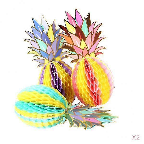 6pcs Set Multicolor Paper Pineapple Honeycomb Ball Table Centerpiece Decor