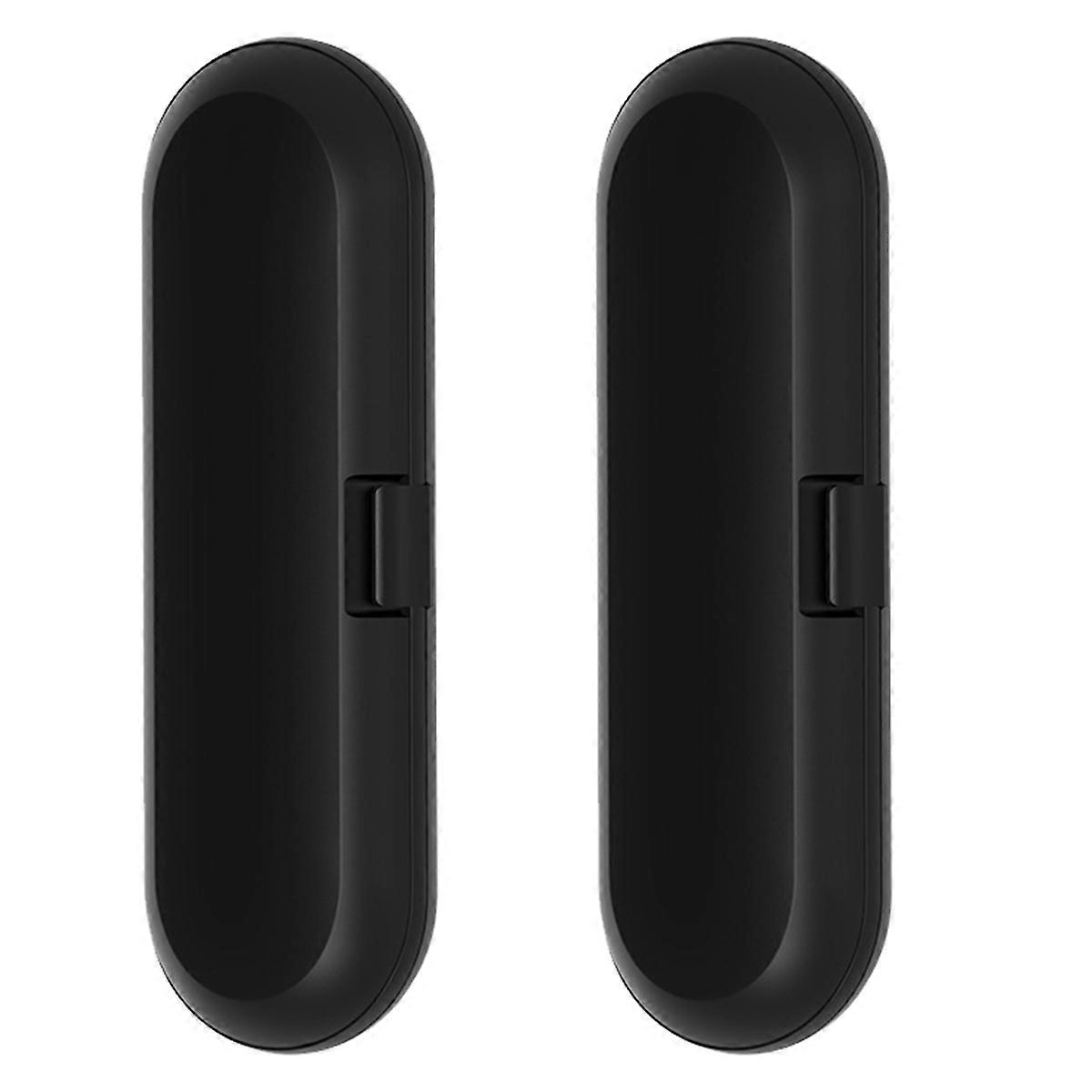 2Pcs Electric Toothbrush Travel Box Storage Case for Universal, Black