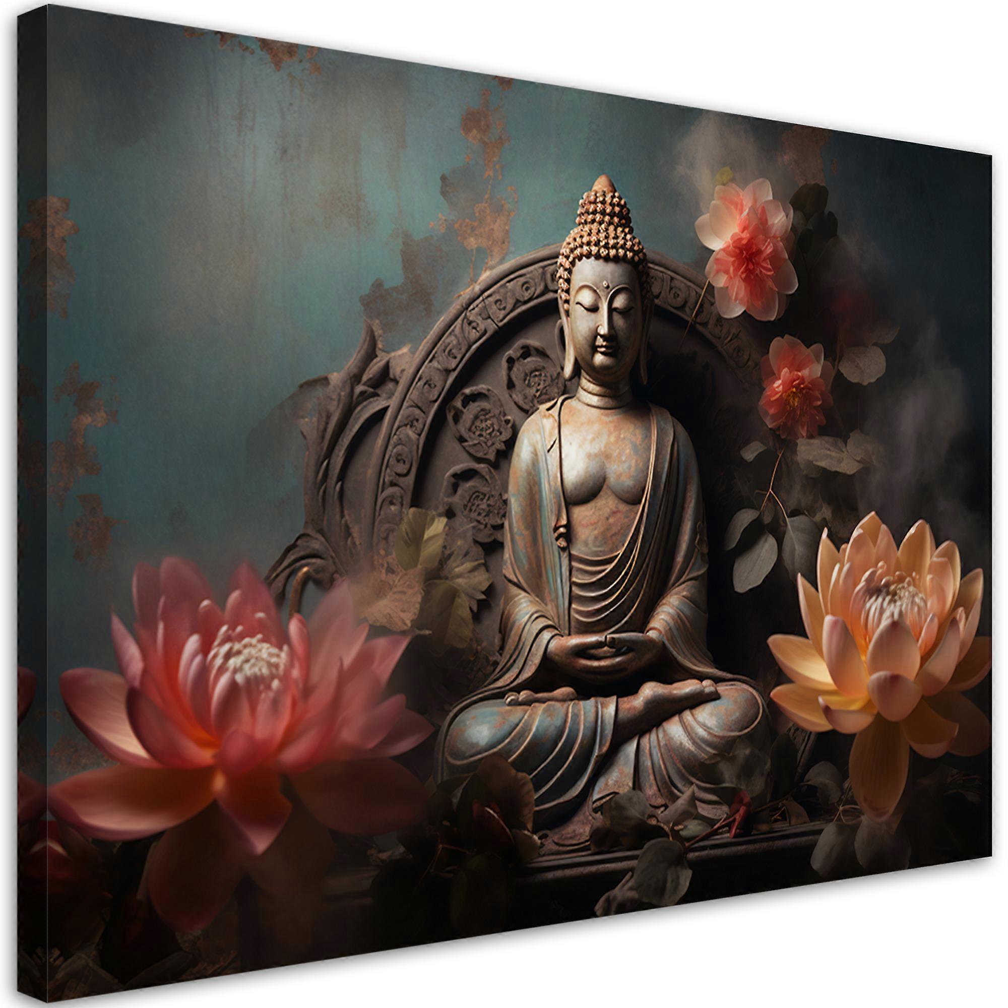 Leinwandbild, Buddha Zen Blumen - 60x40