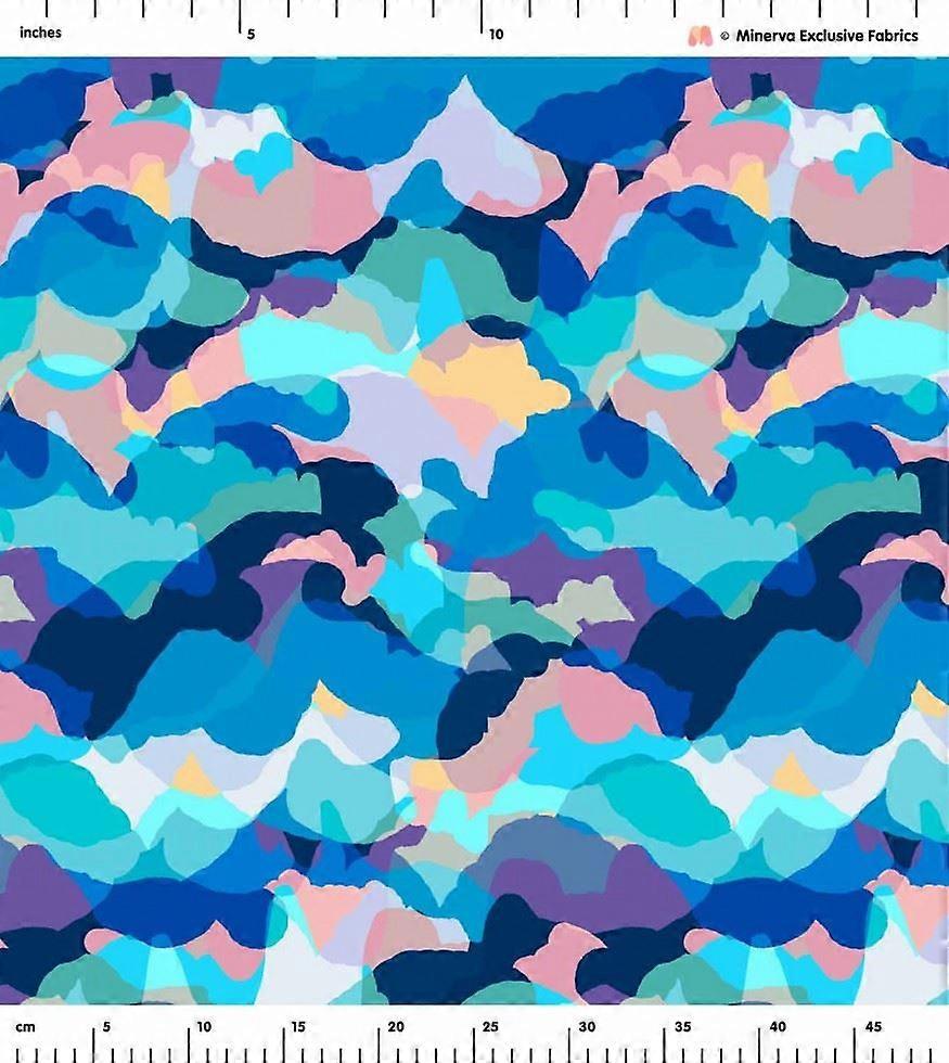 1.5m Minerva Exclusive Cloud Collage Recycled Glossy Activewear Lycra Stretch Knit POD Fabric - per metre