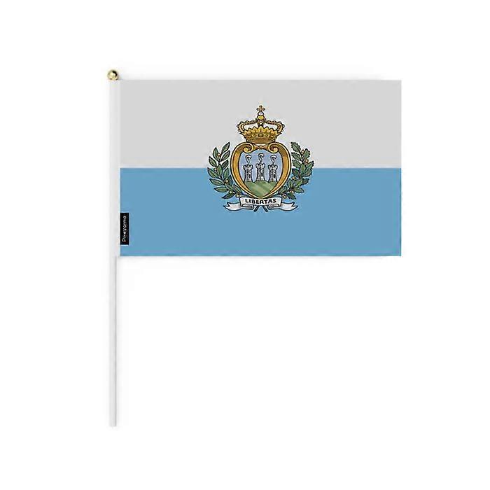 Set of Mini Flags – San Marino – 14 x 21 cm – Handheld – Polyester - 50 pieces