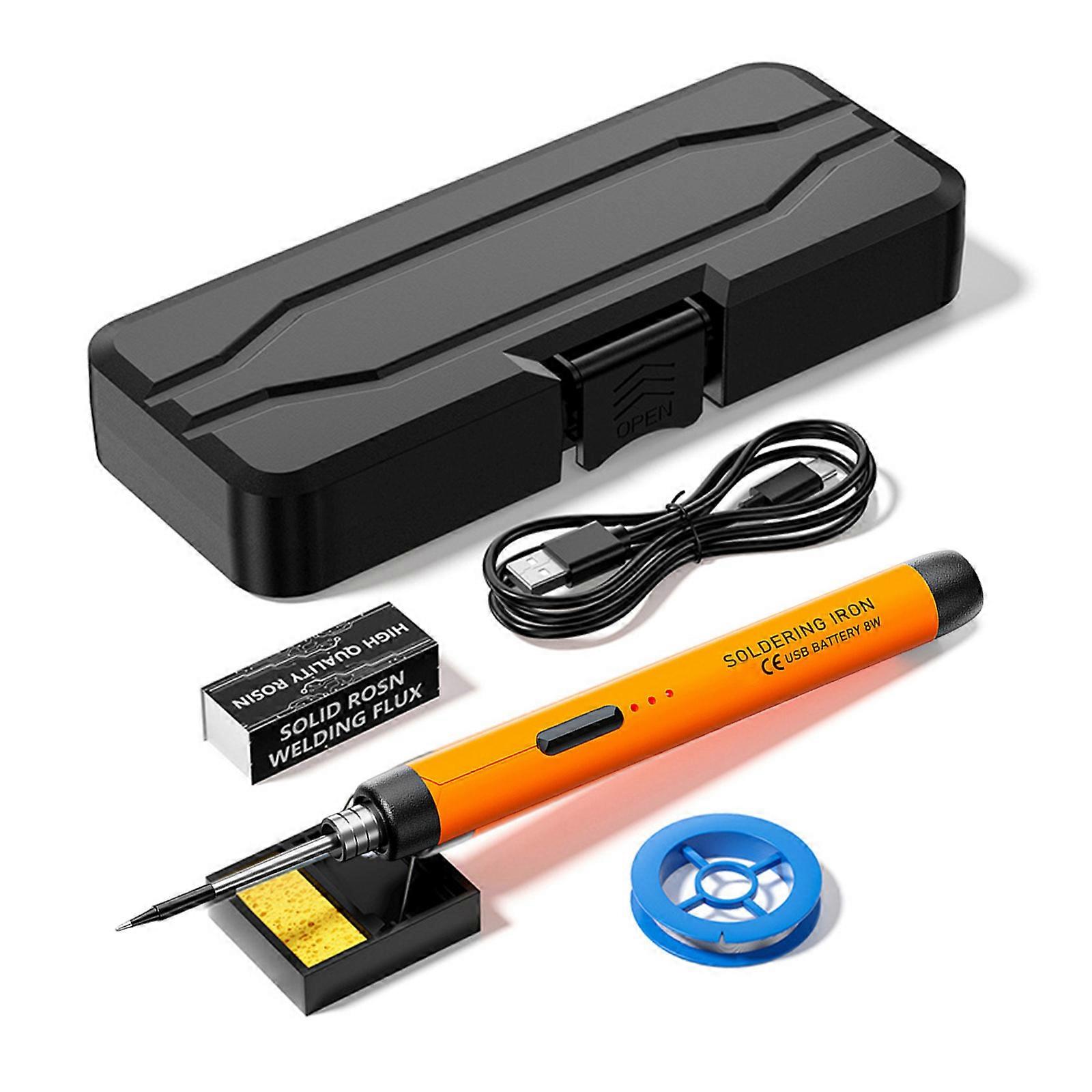 Cordless Soldering Iron Kits USB Rechargeable Portable Cordless Soldering Iron LED Digital Adjustable Temperature orange red