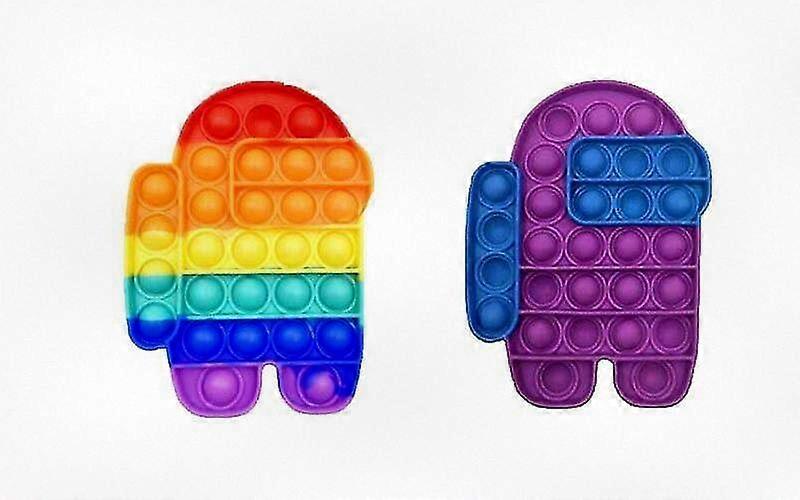 Stress Relief Fidget Popper Push Bubble Toy in Rainbow Colors Suitable for Popular Game Theme