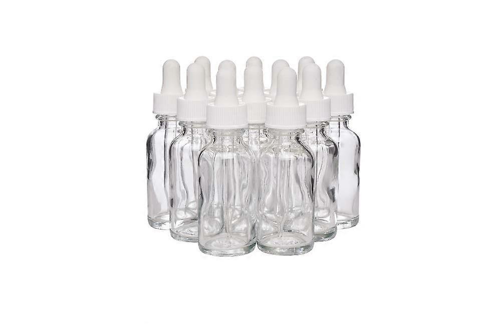Boston Round Glass Jar With White Dropper Cap 1 Oz, 12 Pack, Clear For Essential Oils Aromatherapy